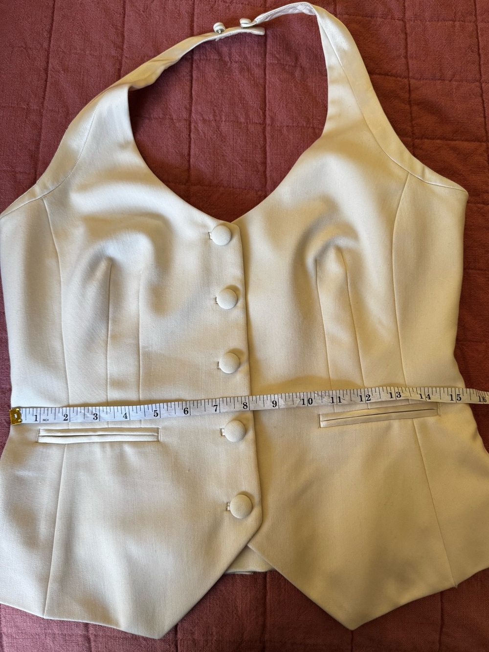 Vintage Black House White Market Ivory Halter Vest - Picture 4 of 5